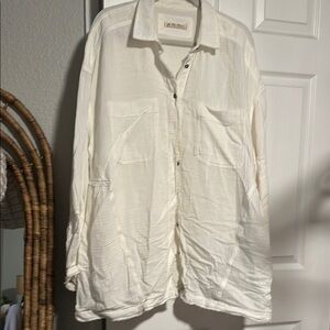 Cream Button-Up oversized shirt- free people